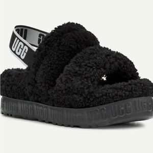 UGG Black Fluffy Sandals Super cute and cozy!!!! Size 7